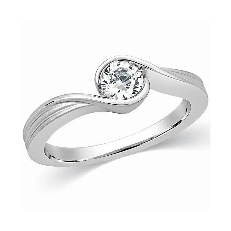 Single Diamond Platinum Engagement Ring JL PT 0683